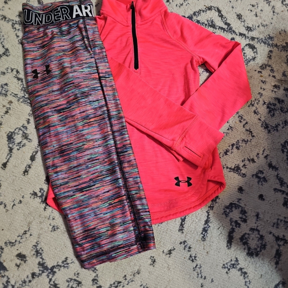 Under Armour Girls Neon Pink Top and Patterned Leggings